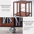 COPREE 5 Tier Rolling Bookcase, Bamboo 360 Rotating Bookshelf, Freestanding Storage Organizer Holder Book Rack with Wheels for Bedroom, Living Room Home and Office