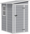 Greesum 5' x 4' Resin Weather Resistant Outdoor Storage Shed with Floor for Garden,Backyard,Pool Tool, Light Grey