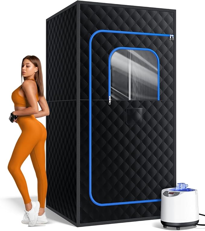Sauna Box, Portable Sauna for Home, Personal Portable Steam Sauna Tent with 1200W 3L Steamer Heater, 15 Levels, Remote Control, Foldable Chair, Cozy Big Size 36 * 36 * 71 inches