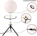 Mid Century Modern Table Lamp Black Glass Globe Desk Lamp Reading Lamp Vintage Plug in Table Desk Lamp for Bedroom Office Library Study Room (Black)