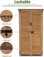 MCombo Outdoor Storage Cabinet, Garden Storage Shed, Outside Vertical Shed with Lockers, Outdoor 63 Inches Wood Tall Cabinet for Yard and Patio 0870 (Natural)