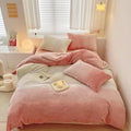 Wellboo Pink White Gradient Comforter Sets Full White and Pink Fluffy Bedding Comforters Modern Bean Pink Gradient Flannel Quilts Farmhouse Abstract Art Watercolor Comforters Sherpa Fuzzy Plush Bed