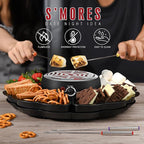 2-in-1 Electric S'mores Maker and Chocolate Fondue Set with 4 Detachable Food Trays, Stainless Steel Melting Pot, 4 Roasting Forks, Black