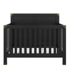 Baby Relax Miles 5-in-1 Convertible Crib, Solid Pine Wood, Black