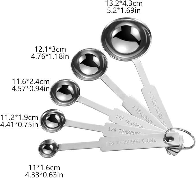 Stainless Steel Measuring Spoons Set, Metal Teaspoon & Tablespoon, Set of 5 | Measuring Spoon, Coffee Bar Kitchen Appliances & Apartment Essentials for Coffee Baking, Gifts for Mom & Coffee Lover