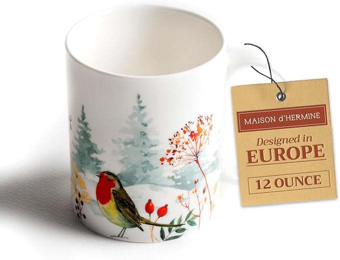 Maison d' Hermine Coffee Mug with Handles Tea Cups (12 Ounce, Pack of 1) | Fine Bone China Coffee Mugs for Hot Beverages Cappuccino Latte Home Restaurant Hotel Spring Summer -Morzine - Chamonix
