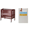 3 in 1 Portable Folding Stationary Side Crib with Dream On Me 3 Portable Crib Mattress, White