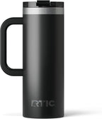 RTIC 20oz Road Trip Travel Mug with Lid and Handle, Ceramic Lined, Black | Stainless Steel Metal, Insulated Travel Cup for Hot and Cold Drinks, Coffee, Car, Camping and Travel