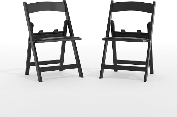 Flash Furniture Hercules Kids Resin Folding Chair, Black, 2-Pack | Black Vinyl Padded Seat