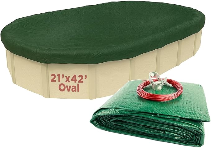 Buffalo Blizzard Ripstopper 21 ft x 42 ft Oval Winter Pool Cover | Green Heavy Duty Cover for Above Ground Swimming Pools | Easy to Install | Cold & UV Resistant | Shields from Seasonal Debris