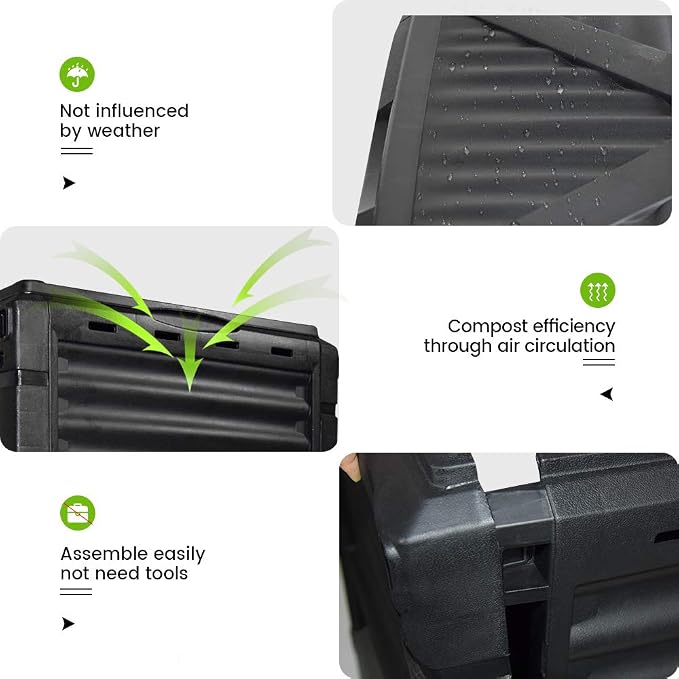 80 Gallon (300L) Large Capacity Static Compost Bin - Forest Green Outdoor Waste Composter with Easy-Access Hatch, Efficient Aeration System for Fast Organic Fertilizer, Sturdy Design