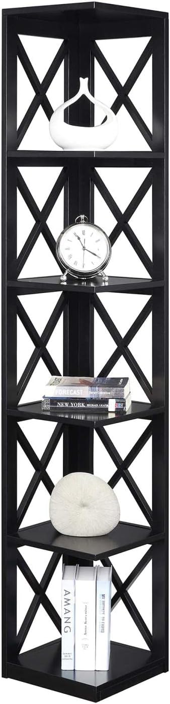 Convenience Concepts Oxford 5 Tier Corner Bookcase, Black
