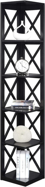 Convenience Concepts Oxford 5 Tier Corner Bookcase, Black