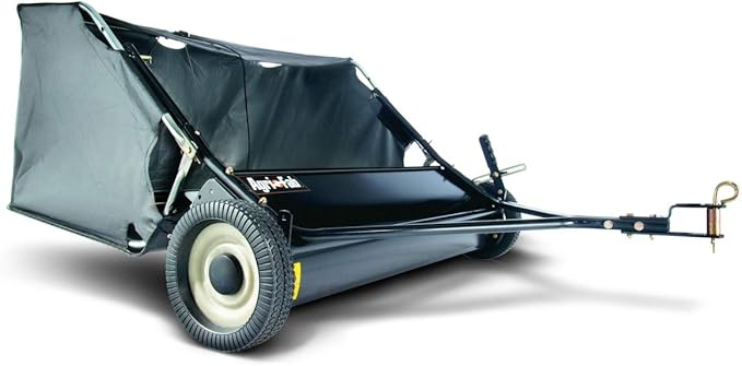 Agri-Fab 45-0320 42" Tow-Behind Lawn Sweeper, 12 cu. ft Hopper Bag Capacity; Leaf & Grass Catcher, with Adjustable Brush Height and Easy to Use Dumping Rope