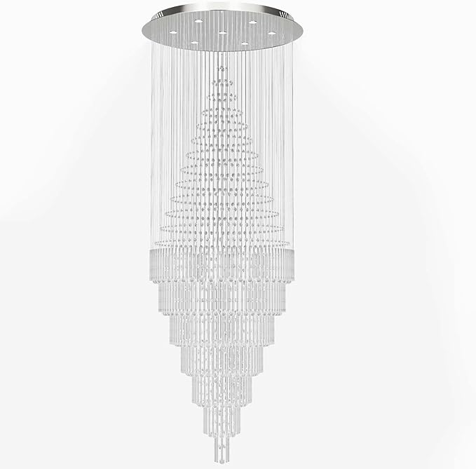 Flashing God D59''X H120'' Extra Large Chandeliers for High Ceilings Crystal Raindrop Chandeliers Large Villa Chandelier Entrance Foyer Ceiling Light LED Dimmable 2700K-6000K