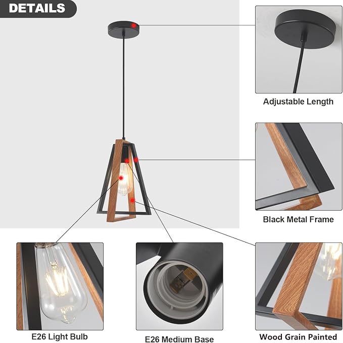 Modern Pendant Lighting Black Pendant Lights Kitchen Island 2 Pack Industrial Metal Pendant Light Fixtures Mid Century Hanging Lamp for Living Room Dining Room