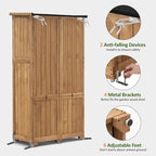 MCombo Outdoor Storage Cabinet, Garden Storage Shed, Outside Vertical Shed with Lockers, Outdoor 63 Inches Wood Tall Cabinet for Yard and Patio 0870 (Natural)