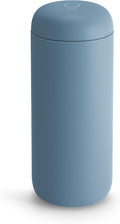 Fellow Carter Move Ceramic Lined Travel Coffee Mug 16 oz - Leak-Proof Lid | No Metallic Taste, Dishwasher Safe, Hot 12Hr Cold 24Hr, Stainless Steel Tumbler, BPA-Free, Fits Cup Holders, Hazy Blue