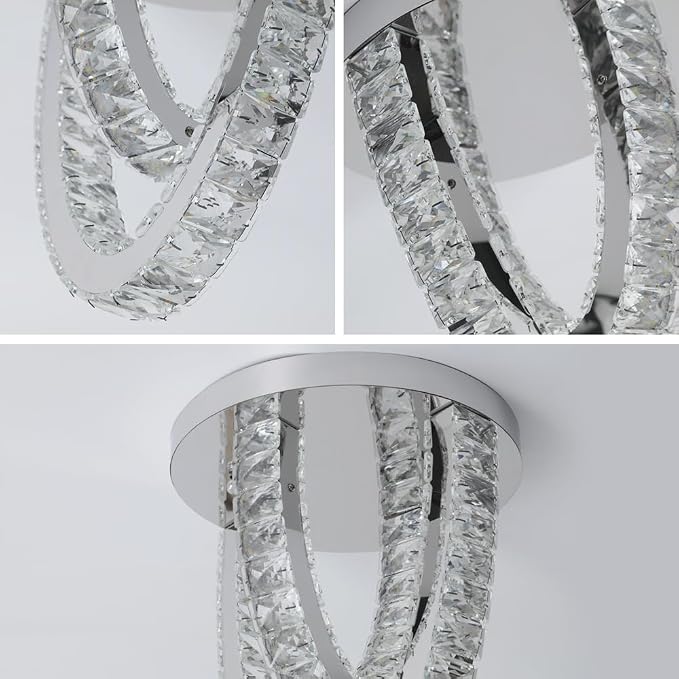 Modern Crystal Ceiling Light Chandelier, Flush Mount Lighting Fixture Pendant Ceiling Lamp Light for Living Room Bedroom Dining Room Hallway