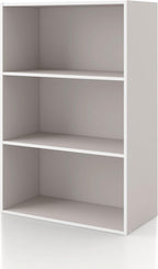 Apexa 3-Tier Cube Storage Organizer Shelves, Stackable Wood Bookcase Fits Cubby Bins for Organization, Dorm Teen Room Decor & Home Office, Greige