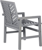 Walker Edison 2 Piece Outdoor Patio Chevron Wood Chair Set All Weather Backyard Conversation Garden Poolside Balcony, Set of 2, Grey