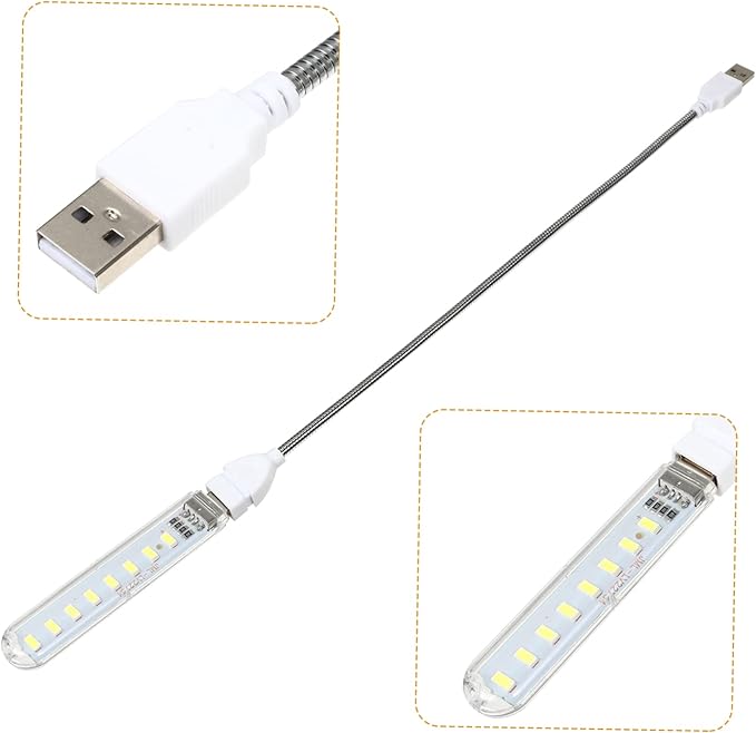 ARTIBETTER 2pcs U Disk Night Light Led Reading Light Plug in Led Night Light Outdoor Camping Light Gooseneck 8 Leds Night Lamp Atmosphere Light USB Light Indoor Computer Jianpan Student PVC