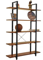 CONSDAN Industrial Bookshelf, USA Grown Hardwood, Real Wood Bookshelves, Modern Open Rustic Bookcase, Storage Shelf, Display Shelf, Poplar Solid Wood-5 Tier Shelf
