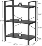 BEWISHOME 3 Tier Bookshelf, Modern Small Book Shelf for Small Spaces, Black Wooden Shelves for Bedroom Living Room and Home Office, 13.78" D x 24.12" W x 37.09" H, JCJ42B