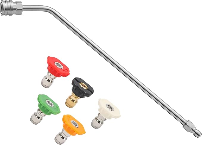 RIDGE WASHER Pressure Washer Extension Wand, 45 Degree Curved Angled Attachment Lance for Undercarriage and Gutter Rod, 1/4 Quick Connect, 15 Inch