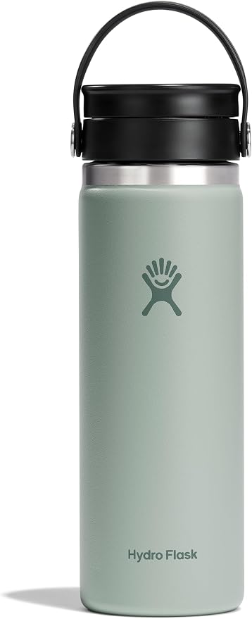 Hydro Flask Water Bottle - Insulated Stainless Steel - Wide Mouth Flex Sip Lid, Non Spill, Leakproof and Refillable in 20 Oz Agave