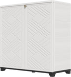 HOMSPARK Indoor/Outdoor Storage Cabinet with Doors and 1 Shelf, 34”x15”x34” HDPE Plastic Storage Box for Patio, Garden, Enterway, Balcony, Multi-Purpose for Daily Tools, White