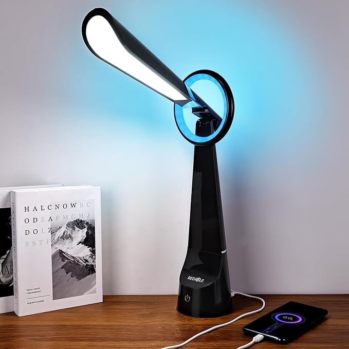 Upgraded LED Desk Lamp Also A Night Light with 7 Colours Change, Eye-Caring Table Lamp with USB Charging Port Suitable for Table Bedroom Bedside Office Study,8W (Black)