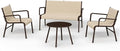 EAST OAK 4-Piece Patio Furniture Set, Waterproof Outdoor Furniture Set, Patio Sofa with Coffee Table for Balcony or Porch, 4 Seats Patio Conversation Sets for Backyard in Beige
