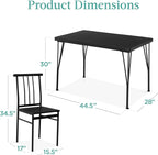 Best Choice Products 5-Piece Metal and Wood Indoor Modern Rectangular Dining Table Furniture Set for Kitchen, Dining Room, Dinette, Breakfast Nook w/ 4 Chairs - Black