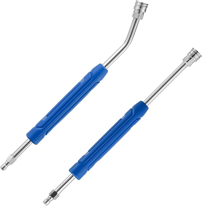 Pressure Washer Extension Wand, 17 Inch Stainless Steel Pressure Washer Wand with Slip Resistant Plastic Protective Cover, 1/4'' Quick Connect, 2 Pack