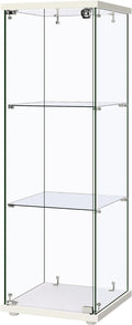 VIVOHOME 3 Layers 15.7''W x 15.7''D x 47.2''H Glass Display Cabinet Countertop Showcase with Lock, 5mm Tempered Glass 25mm MDF Base
