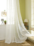 Semi-Sheer Elegant Embroidered Solid White Rod Pocket Window Curtains/Drape/Panels/Treatment 54 x 84,Two Panels