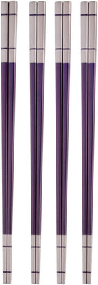 Reusable Stainless Steel Chopsticks,Dishwasher Safe , Easy to Use(4 PCS,purple)