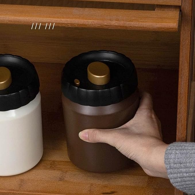 304 Stainless Steel Coffee Bean Canister, Airtight Coffee and Tea Storage Container, Light Blocking Moisture Food Storage Jar for Beans Tea Spices(White)