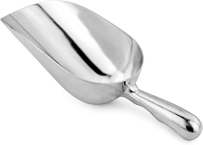 New Star Foodservice 34547 One-Piece Cast Aluminum Round Bottom Bar Ice Flour Utility Scoop, 24 -Ounce, Silver (Hand Wash Only)