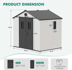 8x8 Resin Outdoor Storage Shed with Floor, Plastic Tool Shed for Gardening, Patio, and Deck, White/Gray