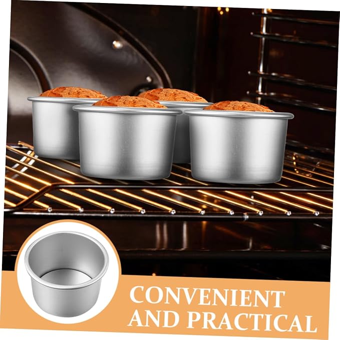 SECFOU 5-Piece Removable Bottom Round Cake Pan Set 2-Inch Aluminum Alloy Molds for Baking Non-Stick Metal Cake Pans for Cheese and Dessert for Home Bakers