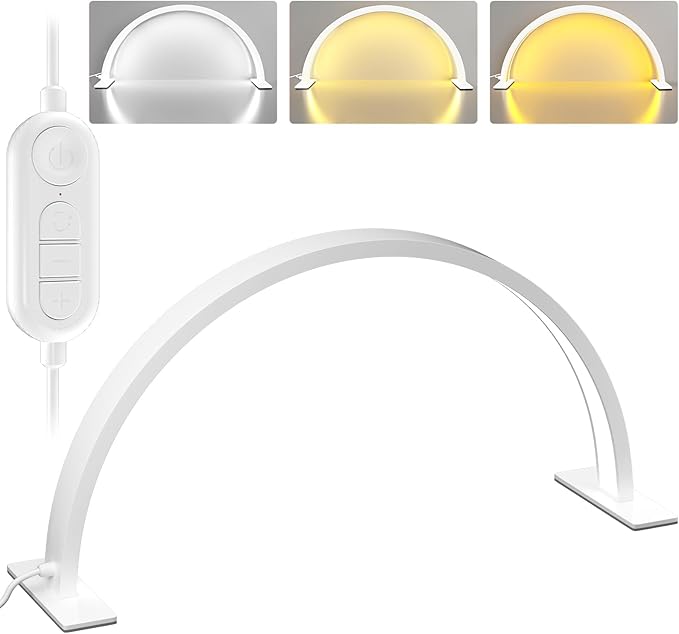 Half Moon LED Light Lamp for Nails Desk, Arch Light for Nail Techs, 22'' Pro Table Lamp for Nails,Tattoo,Eyebrows,Lash Extensions, Skincare, Nail Tech Lamp | Manicure Led Light | Lash Tech Light