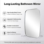 ANDY STAR Chrome Oblong Mirror, 32x40 Inch Polished Chrome Oval Mirror for Bathroom with Stainless Steel Metal Frame, Wall Mouned for Bathroom, Living Room, Entryway