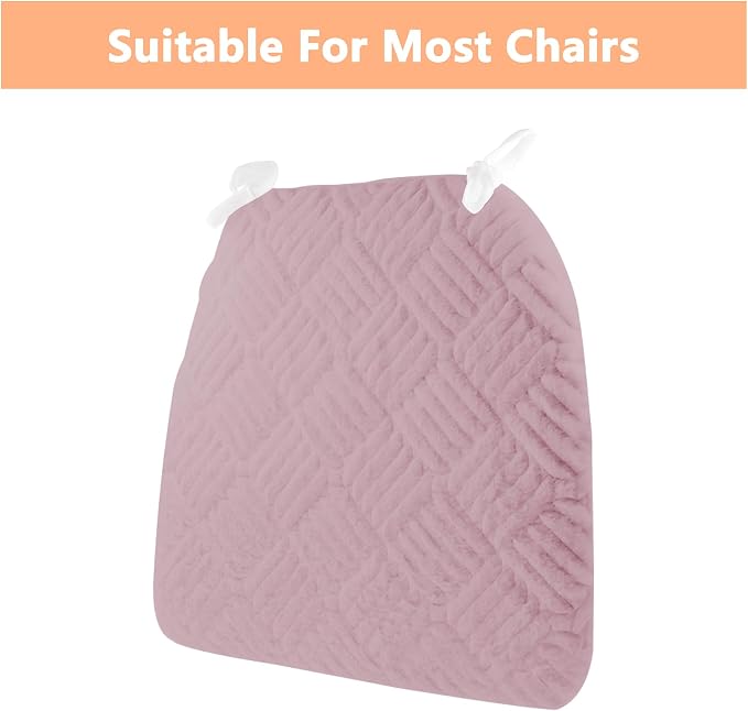 Plush Chair Cushion, Oval Chair Cushion Pad,Ultra Soft Nonslip Seat Pad,Comfortable Chair Cushion Cover,2PCS Memory Foam Chair Seat Cushion for Home Office Kitchen Dining Chairs Orchid