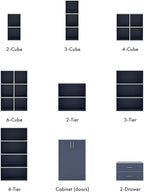Apexa 4 Cube Storage Organizer Shelves, Stackable Wood Bookcase Fits Cubby Bins for Organization, Dorm Teen Room Decor & Home Office, Steel Blue