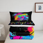 Feelyou Kids Volleyball Comforter Set Queen Size Sports Game Bedding Set for Boys Girls Teens Bedroom Decor Tie Dye Comforter Women Men Volleyball Player Duvet Set with 2 Pillow Case