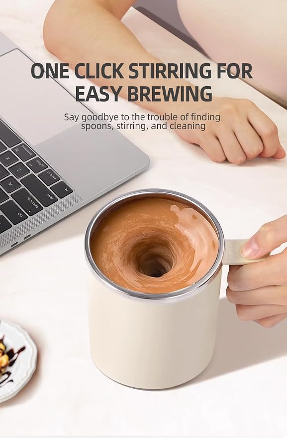 Self Stirring Mug,Self Stirring Coffee Mug,Suitable for Coffee, Milk, Cocoa and Other Beverages (Daik Black, 12 Ounces)