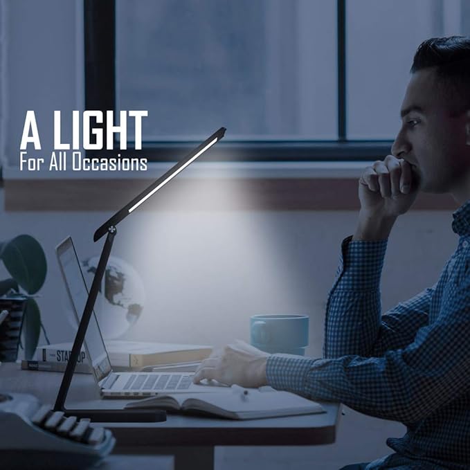 AULTRA LED DESK LAMP LIGHT - Touch Control Desk Lamp with Multiple Brightness Level - Lights for Bedroom, The Office Desk, Reading Lamps, Bedside Table and Standing Desk (Black)