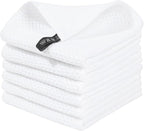 Homaxy 100% Cotton Waffle Weave Kitchen Dish Cloths 6-Pack, White | 12 x 12 Inches, Ultra Soft Absorbent Dish Towels, Quick Drying Dish Rags with Hanging Loop
